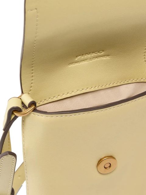 PINKO antique-gold logo leather crossbody bag - Yellow