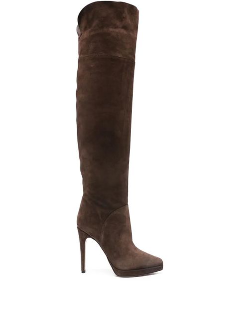 Casadei 100mm suede stiletto knee-high boots - Brown - zdjęcie produktu nr 1