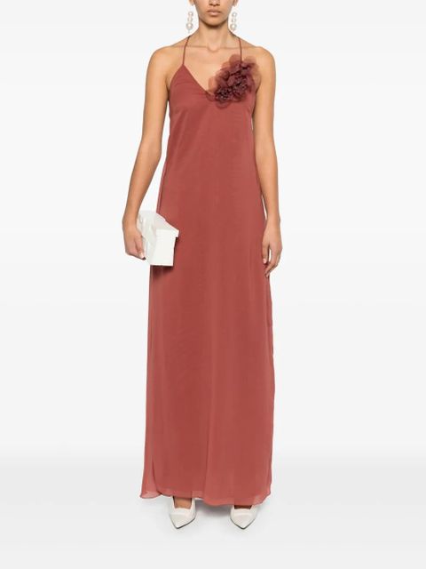 Blumarine floral-appliqué georgette maxi dress - Brown - zdjęcie produktu nr 2
