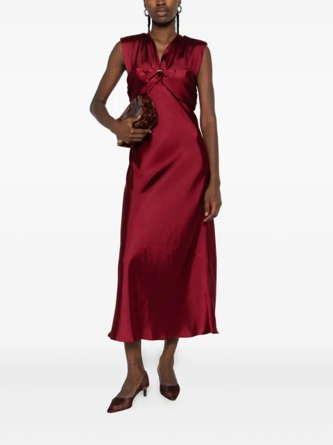 SANDRO V-neck sleeveless midi dress - Red