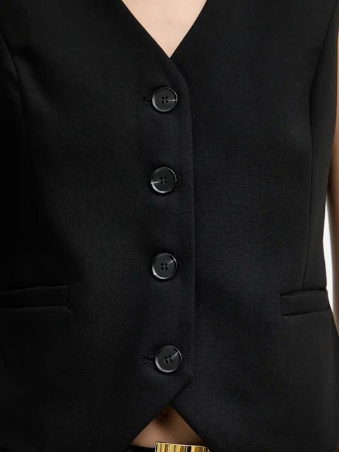 Answear.LAB kamizelka kolor czarny jednorzędowa