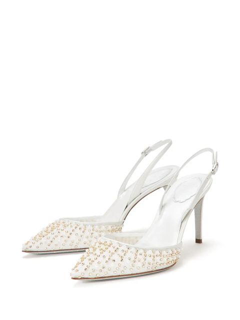 René Caovilla crystal-embellished pumps - White