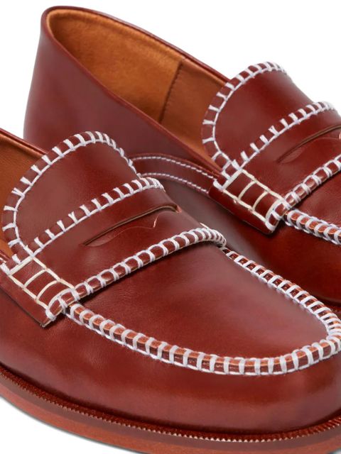 Claudie Pierlot stitch-detail leather loafers - Brown