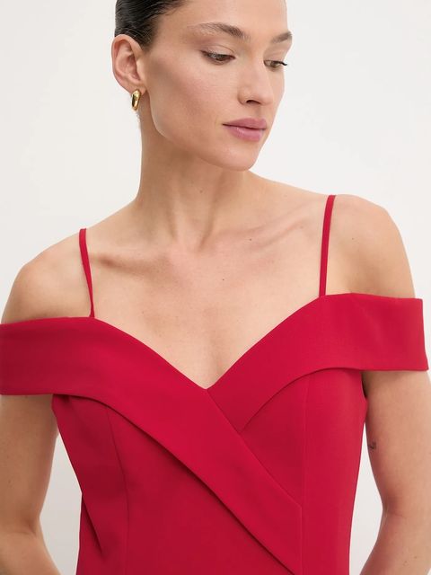 Answear.LAB sukienka kolor czerwony maxi rozkloszowana