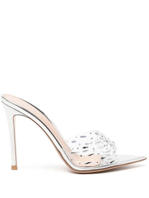 Gianvito Rossi crystal-embellished transparent mules - Silver - zdjęcie produktu nr 1