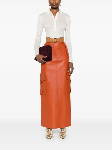 ZIMMERMANN Illustration leather maxi skirt - Orange - zdjęcie produktu nr 2