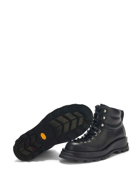 Jil Sander leather combat boots - Black