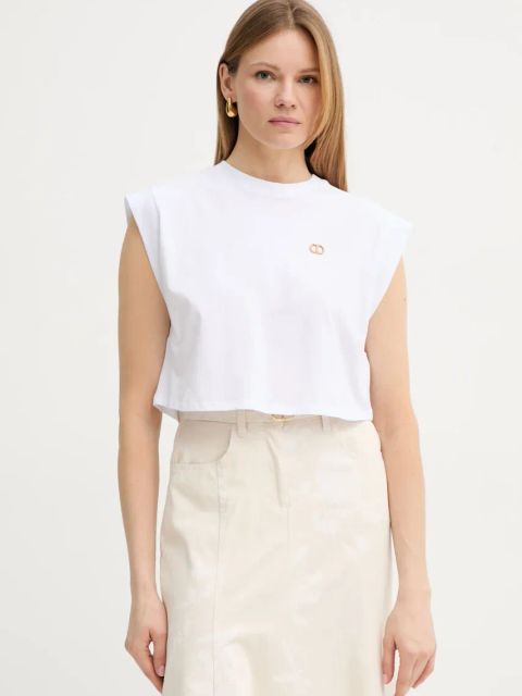 Twinset t-shirt bawełniany damski kolor biały 251TT2043