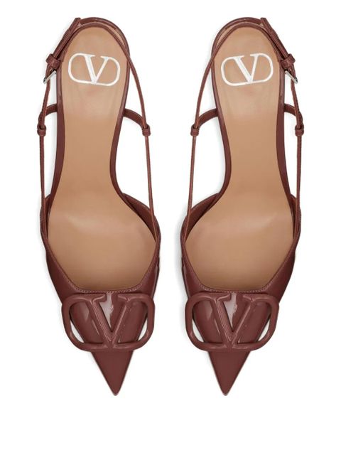 Valentino Garavani 80mm VLogo Signature slingback pumps - Brown
