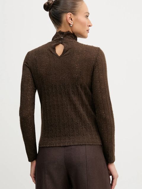 United Colors of Benetton sweter damski kolor brązowy lekki z półgolfem 5W77DQ0AT