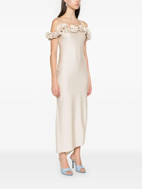 Coperni ruffle-detail maxi dress - Neutrals