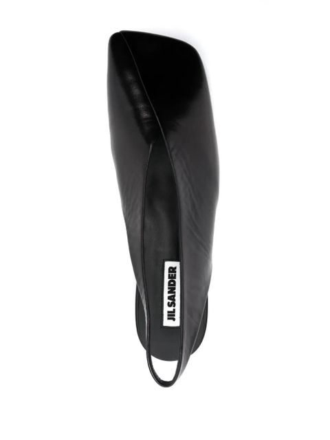 Jil Sander asymmetric-toe leather ballerina shoes - Black