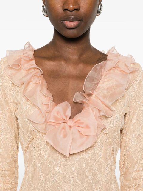 Alessandra Rich ruffled midi dress - Neutrals