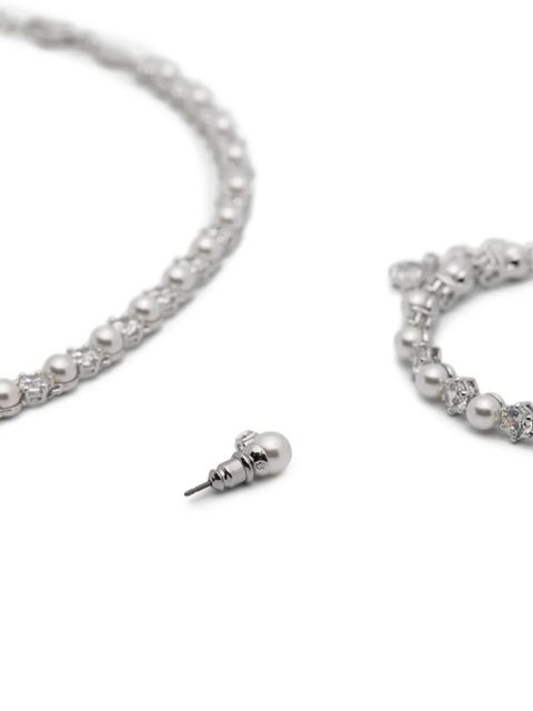 Swarovski Matrix crystal-pearl necklace (set of three) - Silver