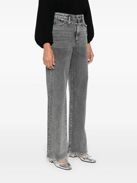 Maje chain-belt wide-leg jeans - Grey