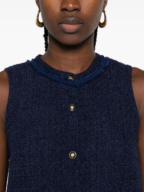 SANDRO tweed flap-pocket mini dress - Blue