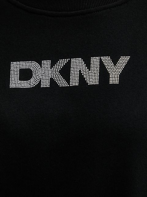 Dkny bluza bawełniana LOGO TERRY damska kolor czarny z aplikacją DP5T1370