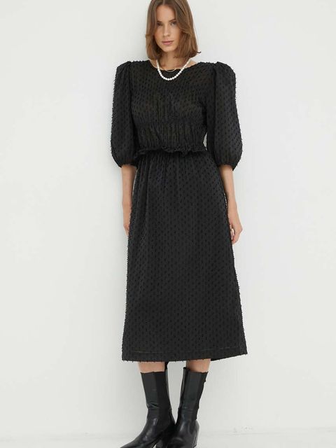 2NDDAY sukienka kolor czarny midi rozkloszowana