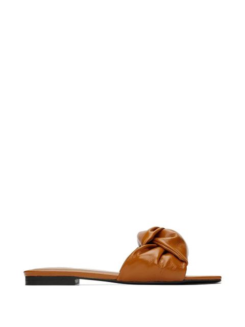 BY FAR Lima knot-detailed slip-on leather sandals - Brown - zdjęcie produktu nr 1