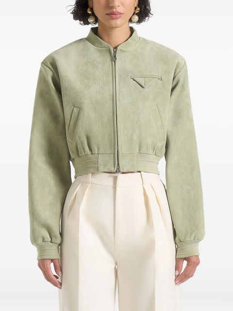 Manière De Voir Monique wide-shoulder suede bomber jacket - Green - zdjęcie produktu nr 1