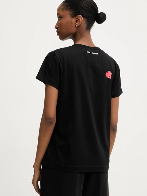 Karl Lagerfeld t-shirt bawełniany damski kolor czarny A3W17017