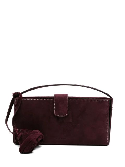 Magda Butrym Apolonia rose-embellished suede clutch bag - Red - zdjęcie produktu nr 1