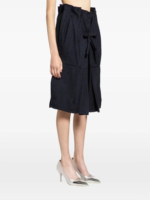 Prada chevron-knit bow-detail skirt - Blue - zdjęcie produktu nr 2