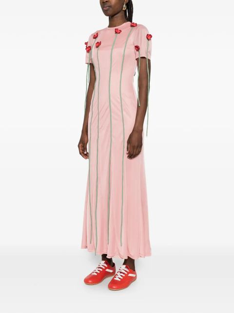 Moschino floral-appliqued midi dress - Pink