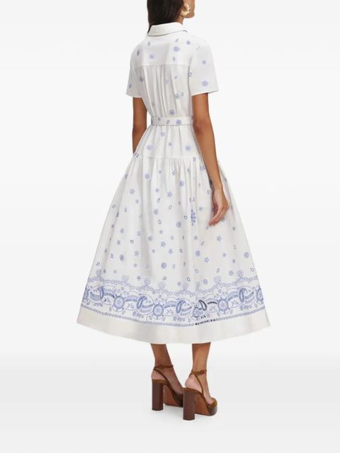 Self-Portrait paisley-print belted shirt dress - White