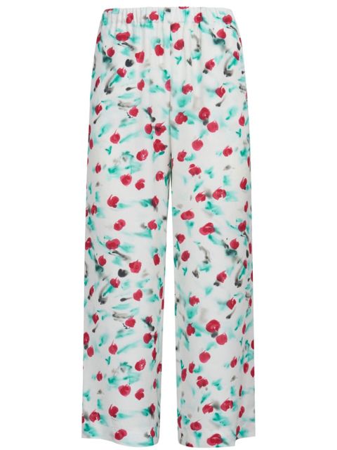 Marni floral-print cropped trousers - White - zdjęcie produktu nr 1