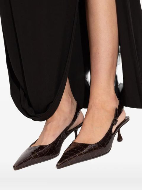 Jimmy Choo 50mm Amel pointed crocodile-effect heeled pumps - Brown
