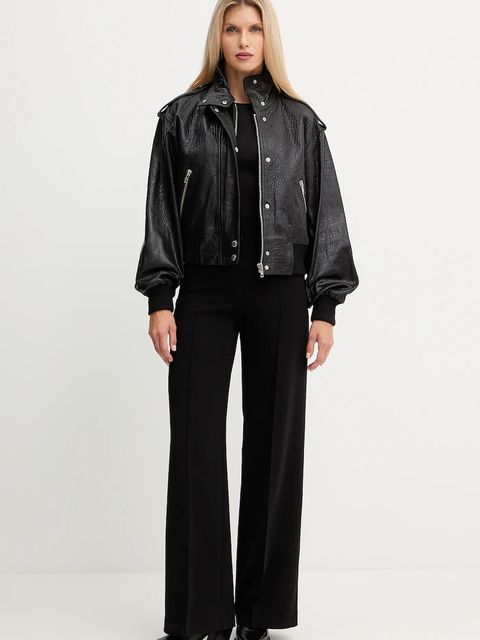 Stand Studio kurtka skórzana Ciara kolor czarny przejściowa oversize 66526-7970 - zdjęcie produktu nr 2