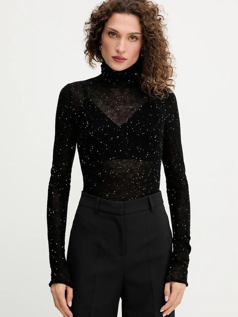 Pinko sweter damski kolor czarny lekki z półgolfem 105821 A2PM - zdjęcie produktu nr 1