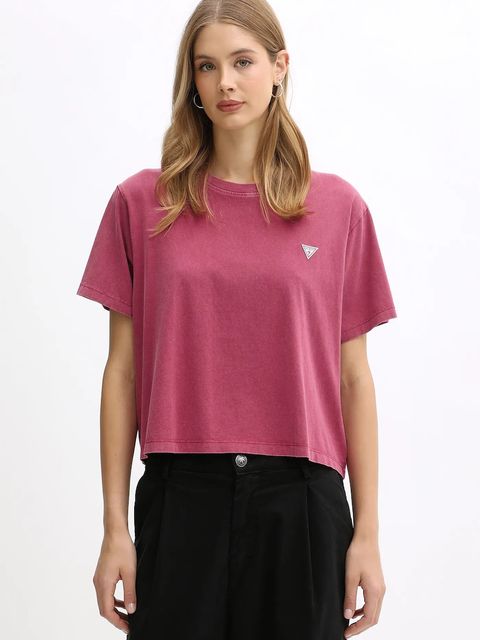 Guess Jeans t-shirt bawełniany damski kolor różowy W5BI23 K8HM0 - zdjęcie produktu nr 1