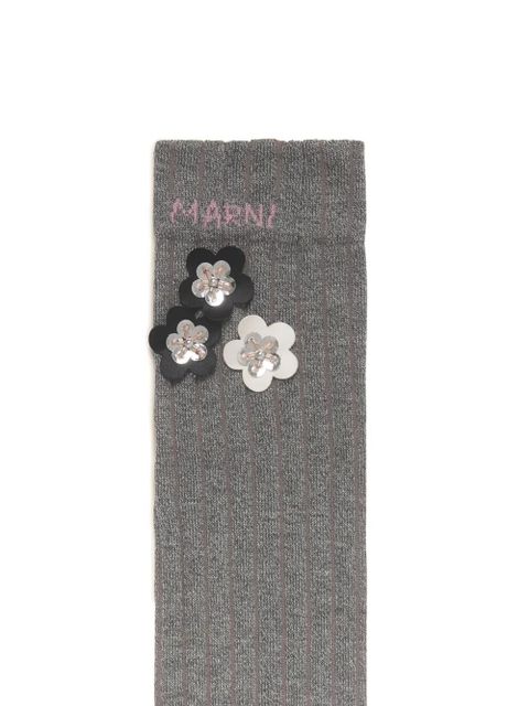 Marni ribbed daisy-detrail socks - Grey