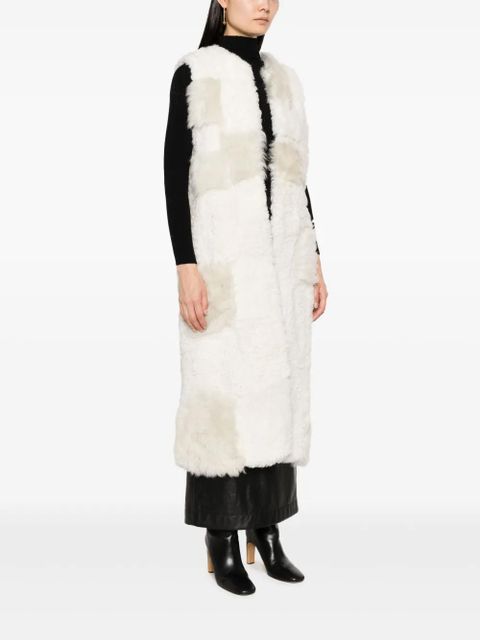 Chloé patchwork shearling gilet - White