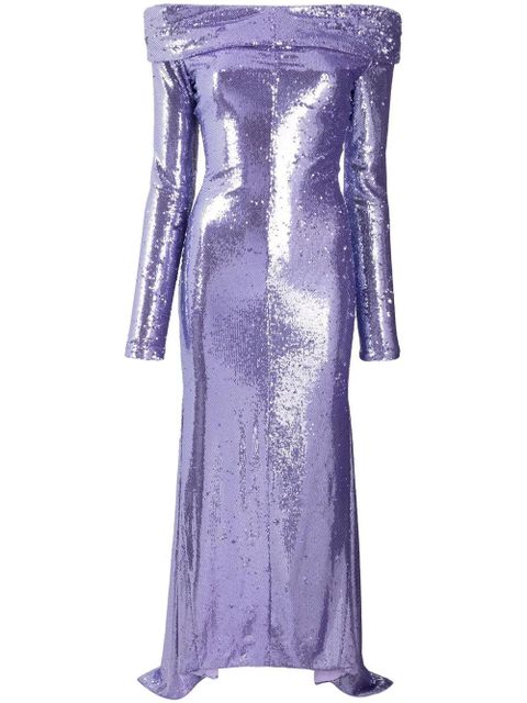 The Attico off-shoulder sequin dress - Purple - zdjęcie produktu nr 1
