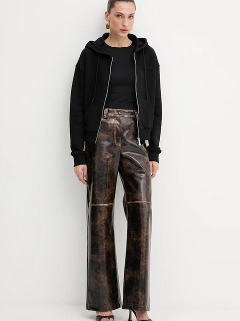 Patrizia Pepe bluza bawełniana damska kolor czarny z kapturem gładka 8M1747 J079