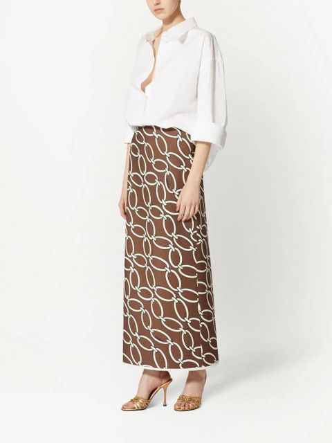 Valentino Garavani chain-link print virgin wool skirt - Brown - zdjęcie produktu nr 2