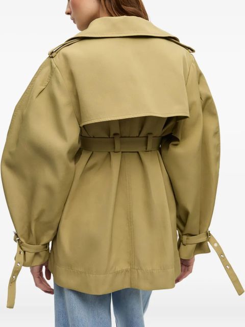 GANNI balloon-sleeve trench coat - Neutrals