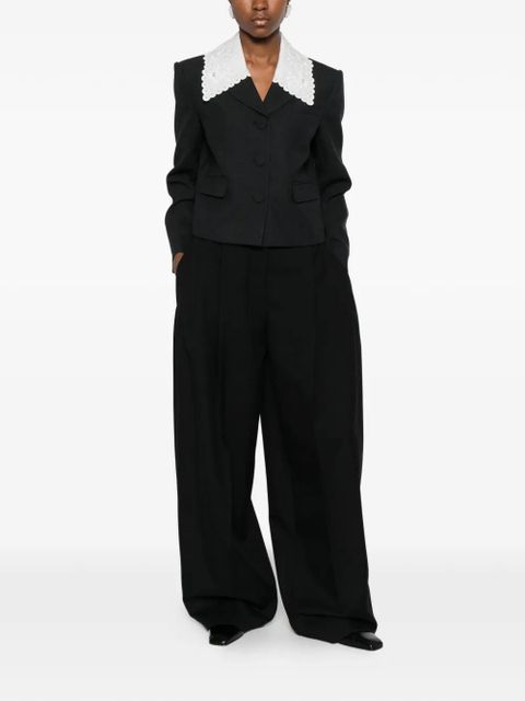 Self-Portrait embroidered-collar jacket - Grey