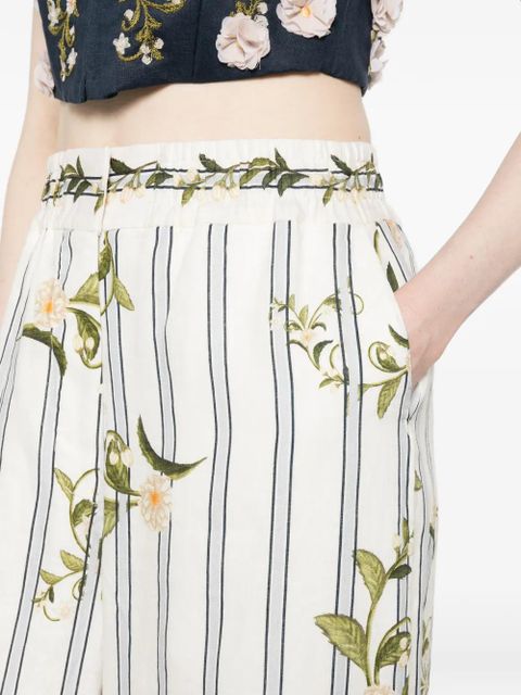 Agua By Agua Bendita striped floral-print pants - White