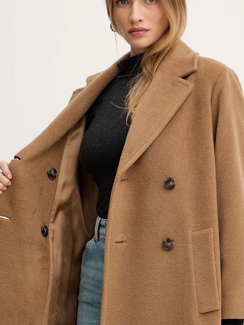 Weekend Max Mara płaszcz z dodatkiem wełny ZUFOLO kolor zielony 2525016092600