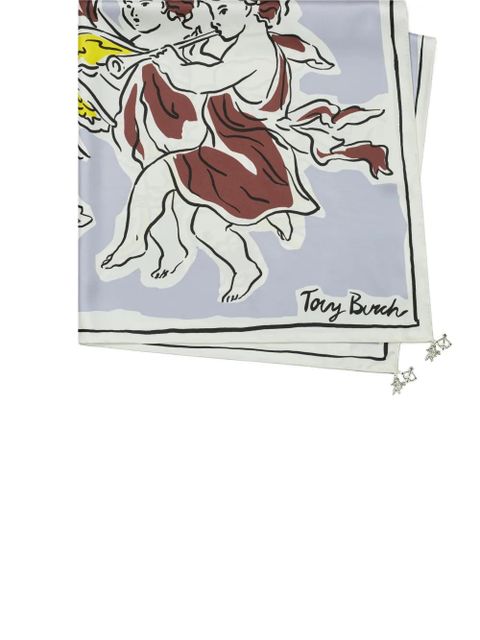 Tory Burch Cherubs silk square scarf - Grey
