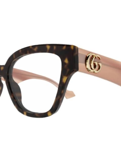Gucci Eyewear cat-eye logo-detail glasses - Brown