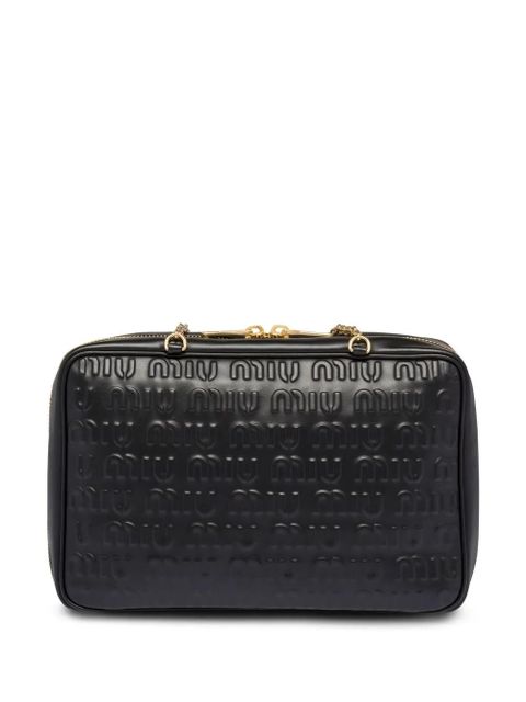 Miu Miu embossed logo leather top-handle bag - Black