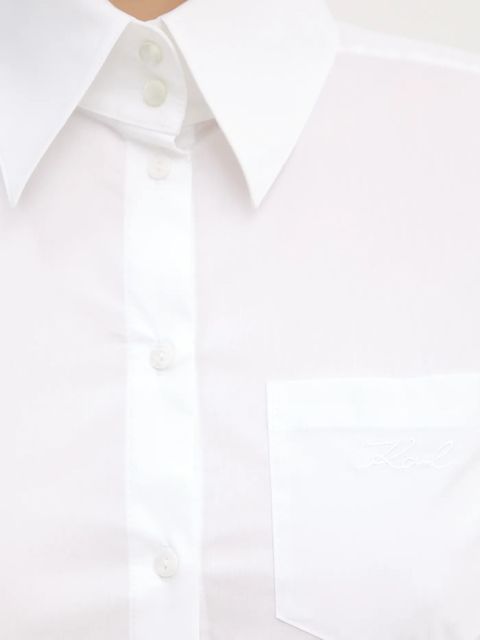 Karl Lagerfeld koszula z dodatkiem bawełny damska kolor biały regular z kołnierzykiem klasycznym A4W11038