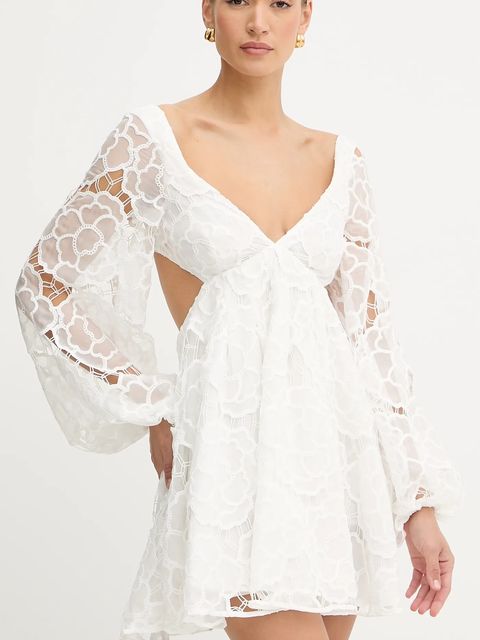 Bardot sukienka bawełniana kolor biały mini rozkloszowana 59858DB1