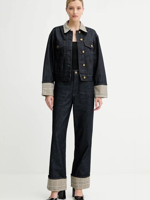 Rag & Bone kurtka jeansowa kolor czarny przejściowa oversize RJ1025FORMR