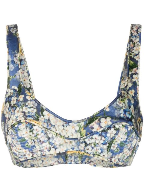 ZIMMERMANN Tama floral-print silk bralette - Blue - zdjęcie produktu nr 1